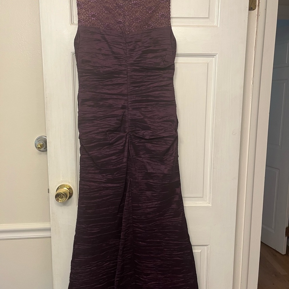Alex Evenings Ruched Purple Halter Maxi Dress